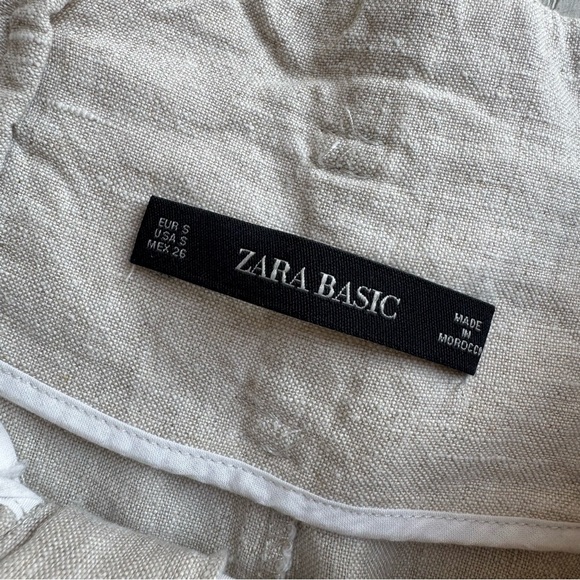 Zara Women’s Linen High-Waisted Cream Wide-Leg Pants With Belt | Size: Small - Picture 7 of 7